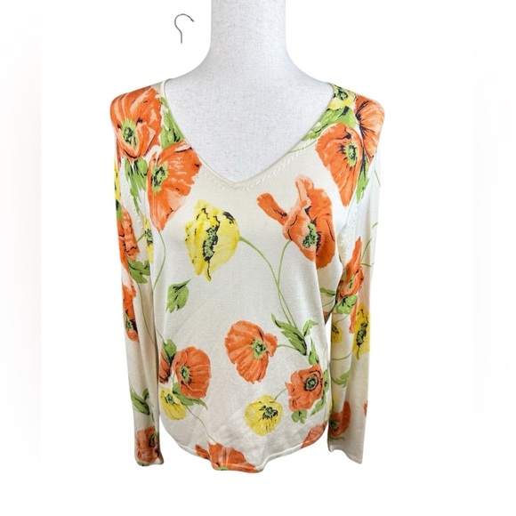 Belford silk blend poppy sweater size medium preowned - Picture 1 of 8